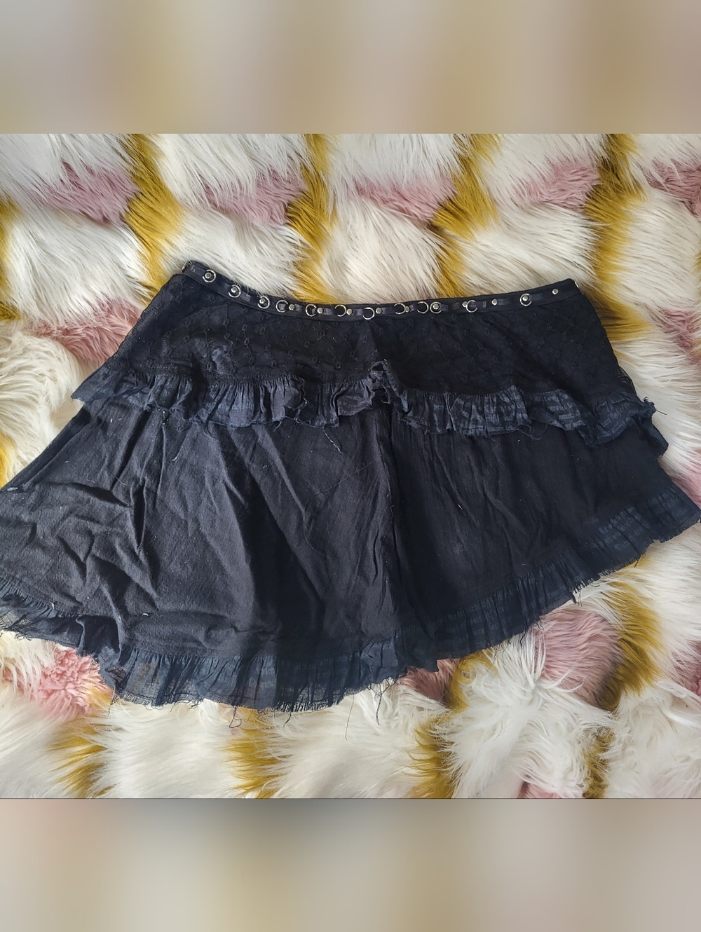 Lip service y2k vintage goth asymmetrical mini Skirt Ruffled Tiered Mini Skirt